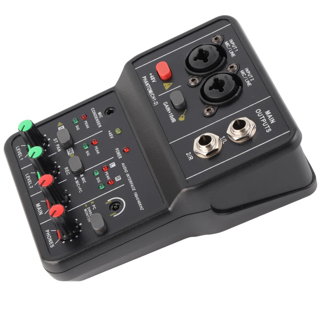2 Channels O Mixer USB 48V Phantom Power Compact Sound Mixing Console for Music Recording Home