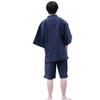 Jinbei Cotton Linen Pajamas Stylish Loungewear Top and Bottom Set Nightwear Summer Gift Day Men's Father's (Plain Navy, LL)