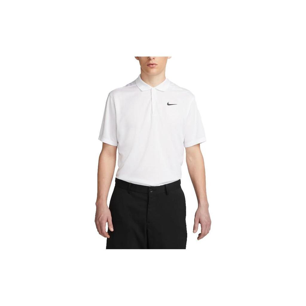 Nike Dri-Fit Victory + однотонный пуловер с воротником поло, футболка с короткими рукавами, мужские топы, белый DV8538-100