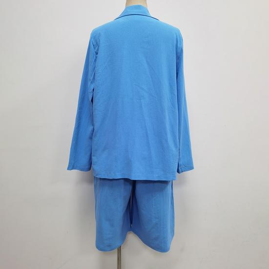 Простой женский наряд, свободные шорты с лацканами и пуговицами, эластичный пояс, льняной костюм