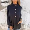 Women's Fall and Winter Plus Size Pockets Casual Single-breasted Stand-up Collar Jacket