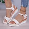 New Summer Women Shoes 2024 Platform Solid Color Women's Casual Wedge Sandals Open Toe Buckle Women's Summer Beach Sandals Mujer