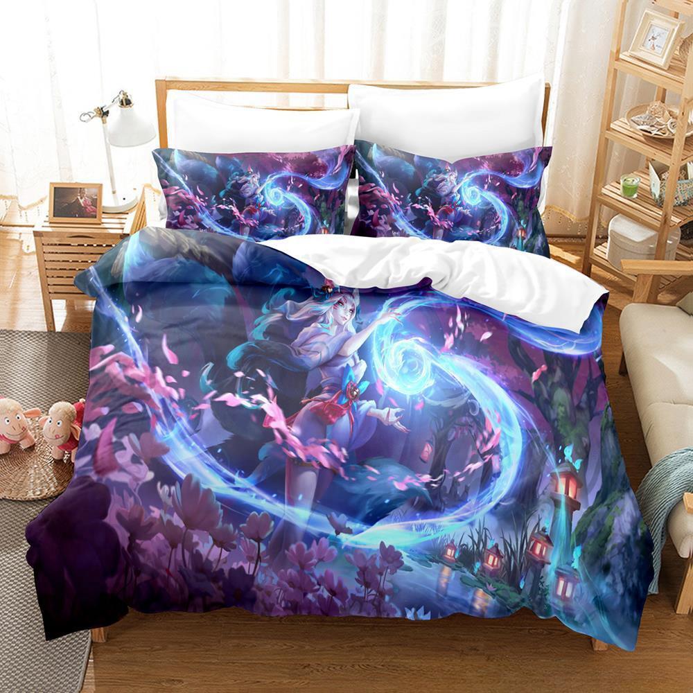 Комплект постельного белья League of Legends Spirit Blossom Ahri Single Twin Full Queen King Size Bed Set Adult Kid Bedroom Duvet cover Sets