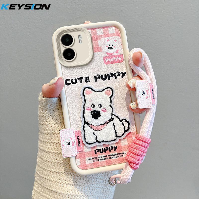 KEYSION Мультяшный милый плюшевый чехол с вышивкой для Redmi A2 A1 со шнурком, силиконовый противоударный чехол для телефона Xiaomi Redmi A1 A2