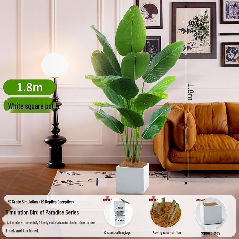 Большое искусственное дерево-пальма путешественника и стрелиция в горшке для декора интерьера