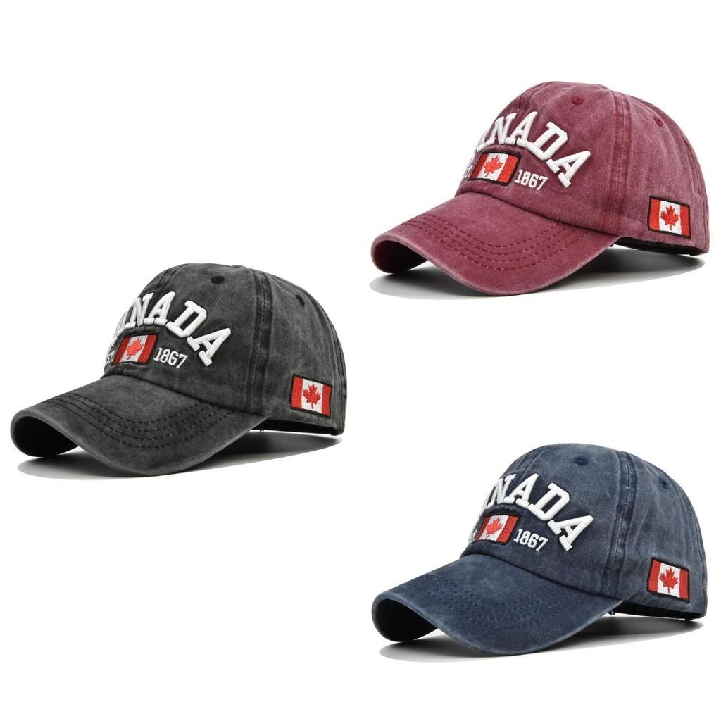 Канада Вышитая бейсболка Кленовый лист Винтажная выстиранная Утиный язык Солнцезащитная шляпа