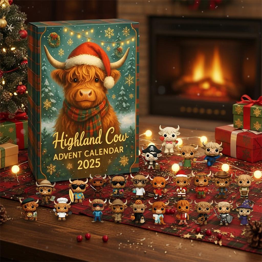 Highland Cow Christmas Advent Calendar Christmas Countdown Advent Calendar 2025 24 Days 3D Cow Advent Calendars Gift 2025