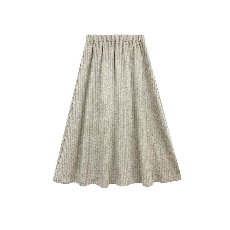 Женская длинная юбка в Корейском стиле с большой складкой и высокой талией - Осень/Зима, облегающий и свободный крой