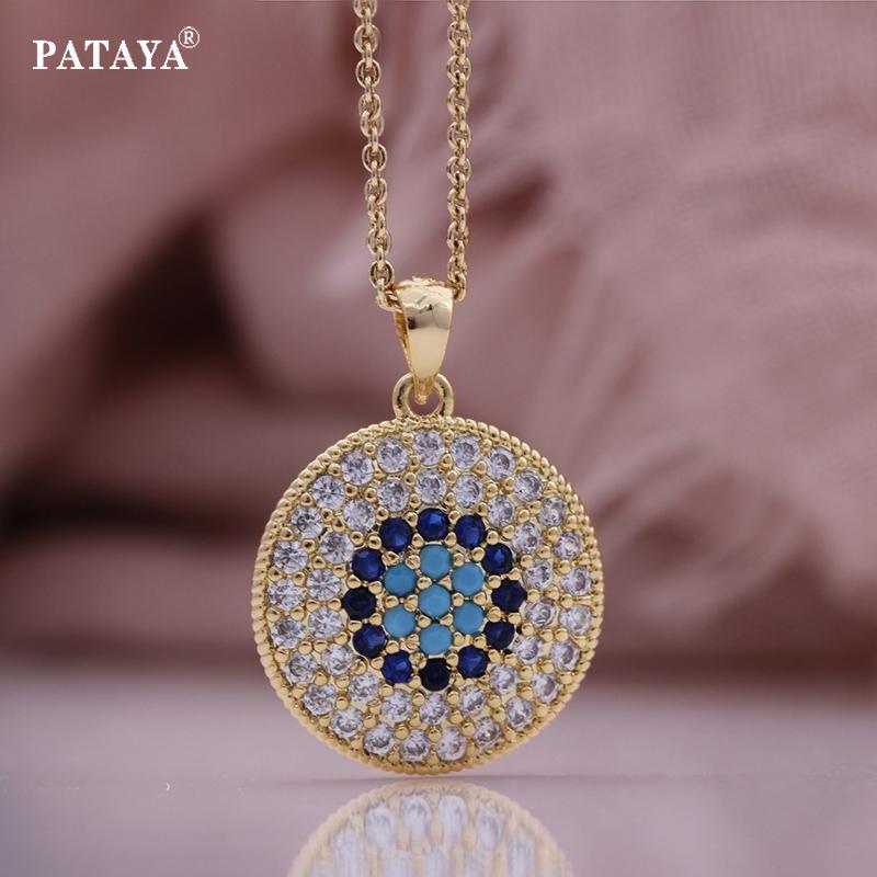 PATAYA Комбинированный набор из круглого ожерелья и сережек цвета шампанского с рисунком «ангельские глазки»