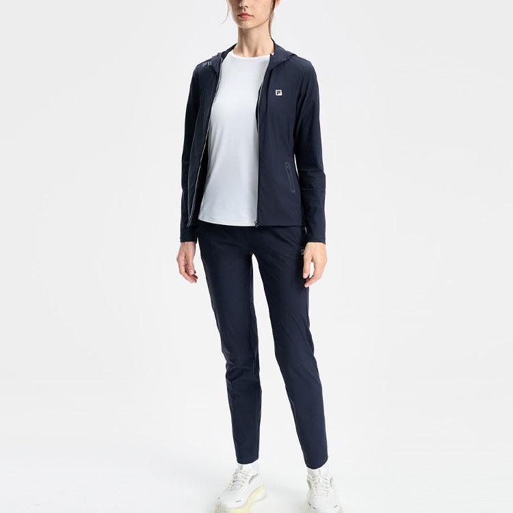 Fila Легкая женская куртка с капюшоном для атлетики и фитнеса, дышащая, быстросохнущая, ультралегкая, повседневная, темно-синяя, A11W431505F-NV