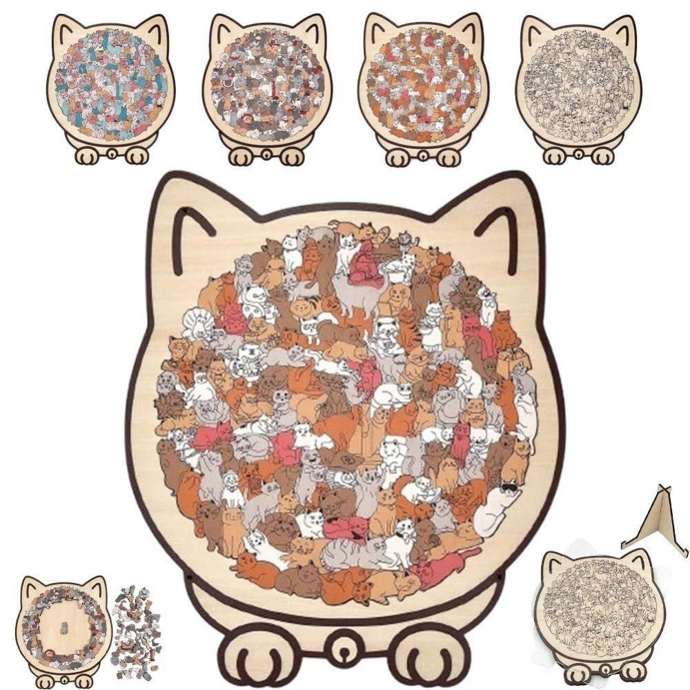 Brain Burning Cat-shaped Jigsaw Animal Puzzle Unique Irregular Puzzle Birthday Xmas Gifts