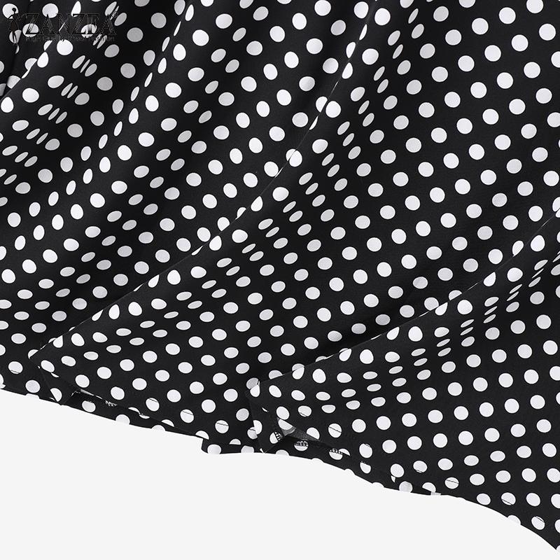 ZANZEA Женское повседневное платье без рукавов с круглым вырезом и принтом в горошек