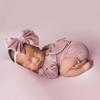 Infant Girl Photoshoots Romper with Large Back Bowknot and Matching Headwear Set Newborns Photography Jumpsuit