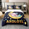 Cartoon Axolotl Bedding Set Twin Full Size Cute Ocean Animal Duvet Cover with 2 Pillow Sham Pink Comforter Cover Set Decorative