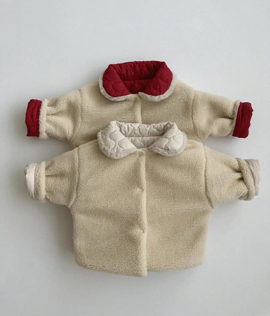 Velvet Winter Cardigan for Babies - Lapel Style, Warm Cotton Jacket, Unisex Newborn Korean Design