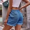 Женские повседневные однотонные джинсовые шорты с эластичной резинкой на талии и высокой талией