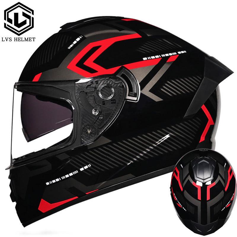 New Motorcycle Helmet Full Face Double Lens Racing Off-road Helmets Capacetes Men Cascos Para Moto DOT Approved Four Season