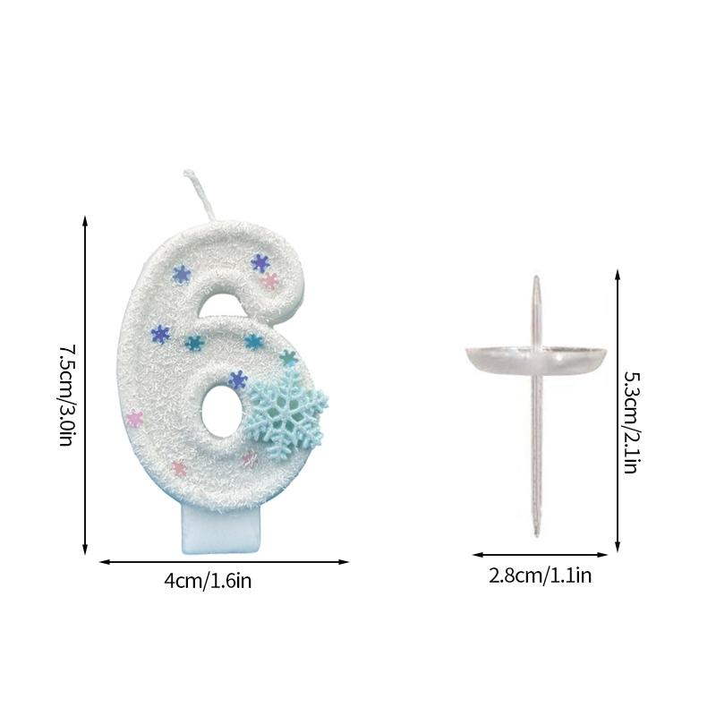 Цифровая Свеча для Украшения Торта Снежинка Свечи с Цифрами для Девочки Ребенка Топпер для Торта на День Рождения Вечеринка Baby Shower Рождественский Декор