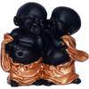 Handcrafted Resine Little Laughing Buddha Showpiece for Home and Office Decorative Showpiece - 11 Cm  (Polyresin, Black)