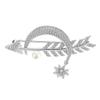 Blucome Luxury Copper Moon Arrow Shape Brooches Corsage Silver Color Star Simulated Wedding Bridal Brooch Collar Clip