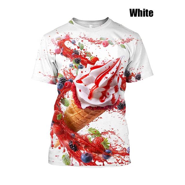 Новая мужская и женская летняя новая модная футболка с мороженым и 3D принтом, летняя уличная забавная еда, повседневный топ в стиле хип-хоп, панк