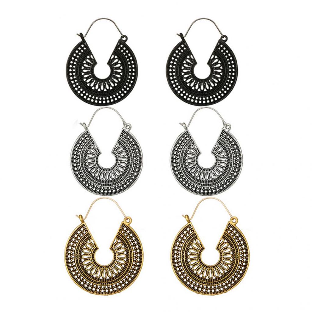 Женщины C-образные полые серьги-кольца винтажные вечерние клубные пабы коктейльные ювелирные изделия подарок