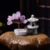 Crystal Money Tree Healing Crystal Ornament Amethyst Fengshui Tree with Tower Figurine for Home Desk Shelf Zen Decoration