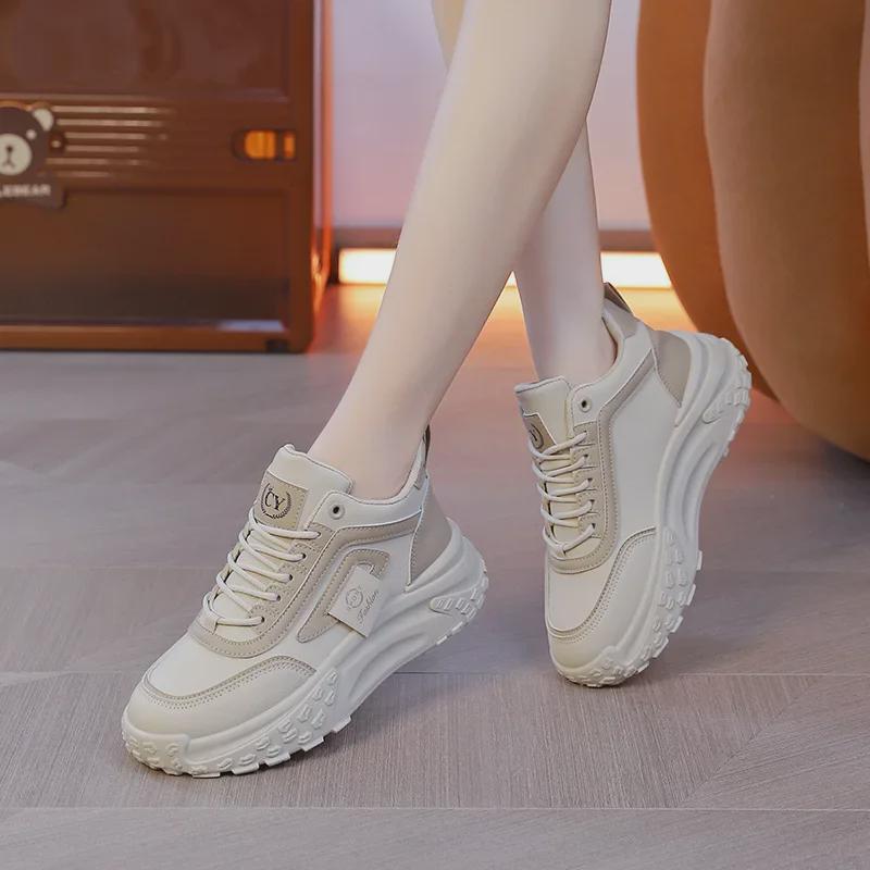 Women's High-Top White Sneakers, All-Match Thick-Soled Casual Shoes, 2025 Autumn/Winter New Sports Dad Shoes CY-C036