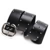 Hip Hop Inspired Women Leather Belt With Double Row Rivets And Large C Buckle