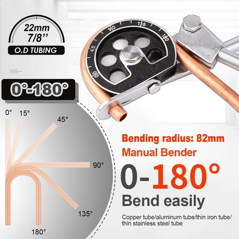 Ручной трубогиб для труб 7/8'' 22 мм наружного диаметра для медных труб/алюминиевых труб/тонкостенных железных труб/тонкостенных труб из нержавеющей стали