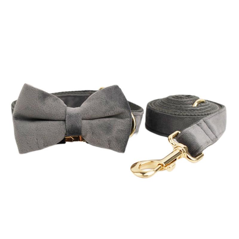 Dark grey flannel pet collar dog collar dog leash dog leash pet chest harness dog leash