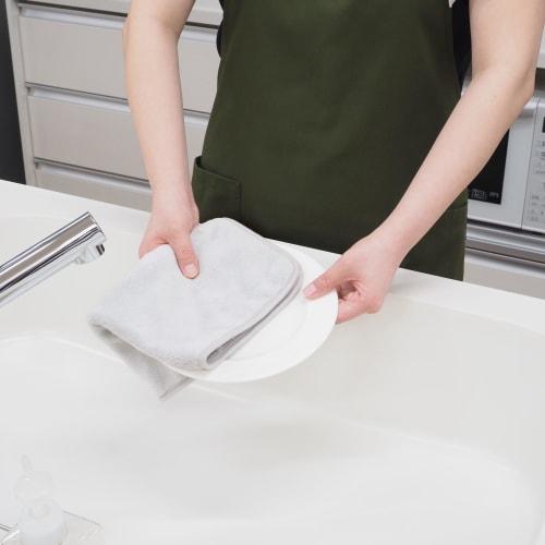 Towa Sangyo RAKUSOJI Kitchen Draining Mat, Absorbent, Extra Thick Microfiber, Approx. 30 x 40 cm, Can Also Be Used as a Dishcloth, Washable, Gray, 1 P