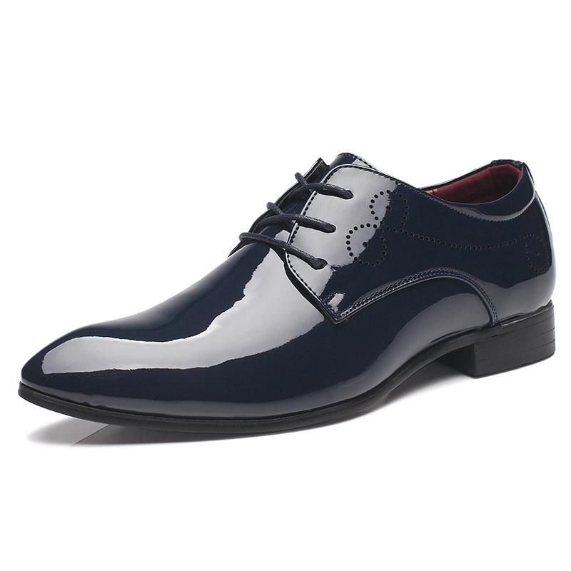 Men's Classic Retro Shoes Patent Leather Mens Lace-Up Dress Business Office Shoes Men Party Wedding Oxfords