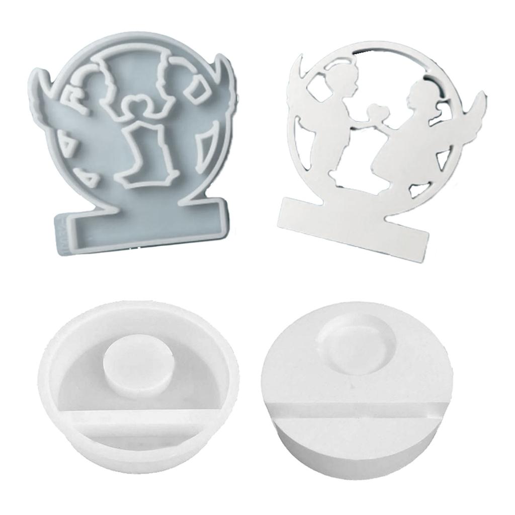 Формы подсвечников-ангелов с основанием для изготовления подсвечников, подставок для чайных свечей, гипсовых украшений, художественных поделок