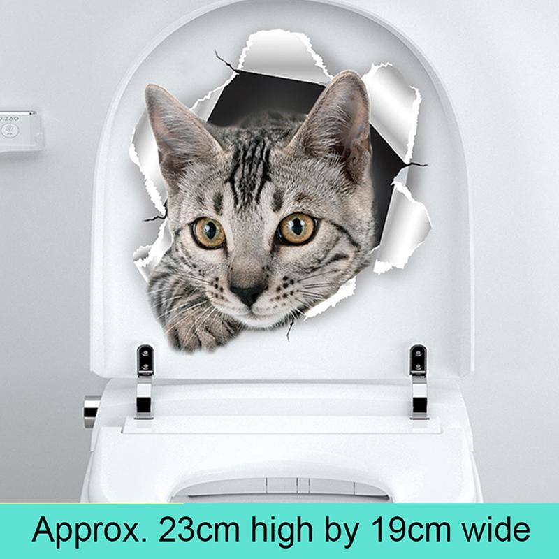 Смешные 3D наклейки на сиденье унитаза с котенком, водонепроницаемые наклейки для туалета с животными, декор для ванной комнаты и туалета