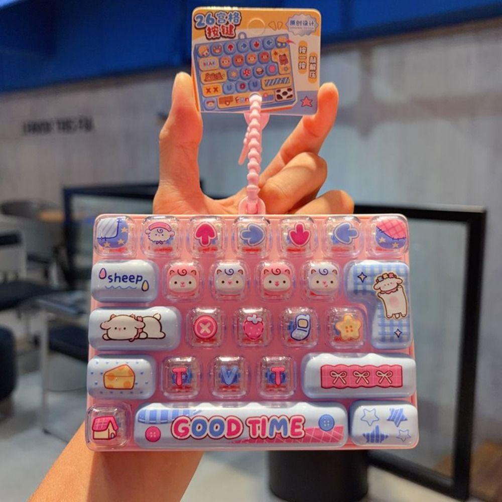 Transparent Dual-Tone Mini Keyboard Pendant 26-Key Keyboard Keychain Desktop Decoration