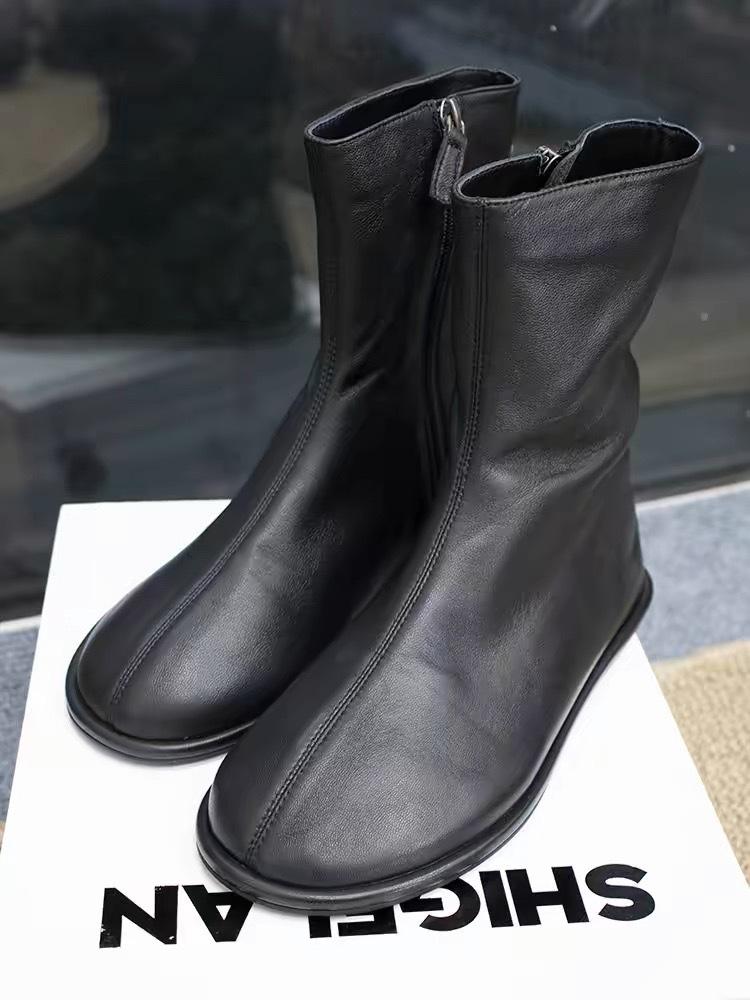 Корейская версия простых и универсальных эластичных тонких ботинок на плоской подошве, удобные ботильоны челси с боковой молнией, женские осенне-зимние, Ма