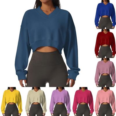 Женская повседневная модная сексуальная удобная спортивная толстовка с длинными рукавами и V-образным вырезом