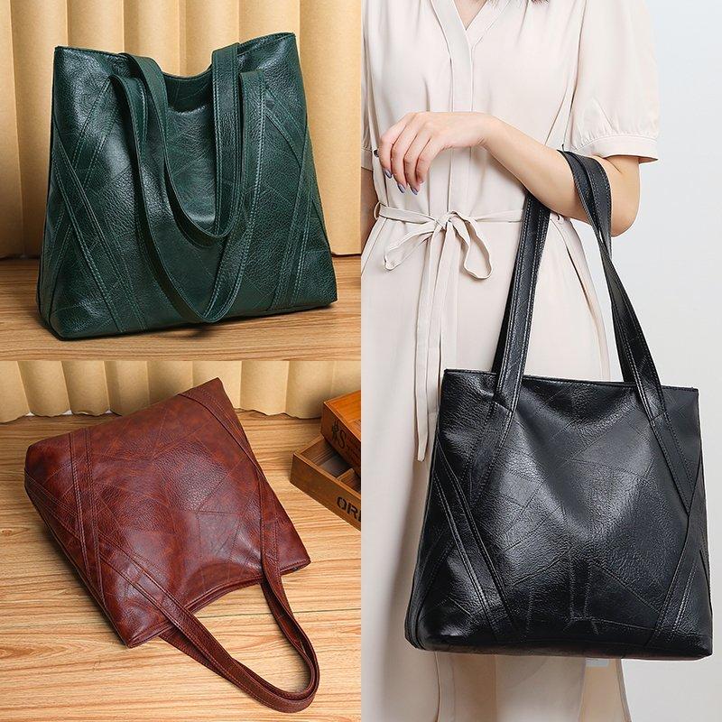 Tote Bag with Genuine Leather Texture Autumn Winter High-capacity Simplicity Advanced Feeling Versatile Unique Shoulder Bag