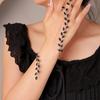 Simple Elegant Fashionable Luxury Bracelet Rhinestones Adjustable Leaf Cubic Zircon Hand Palm Bracelet Hand Piece Jewelry