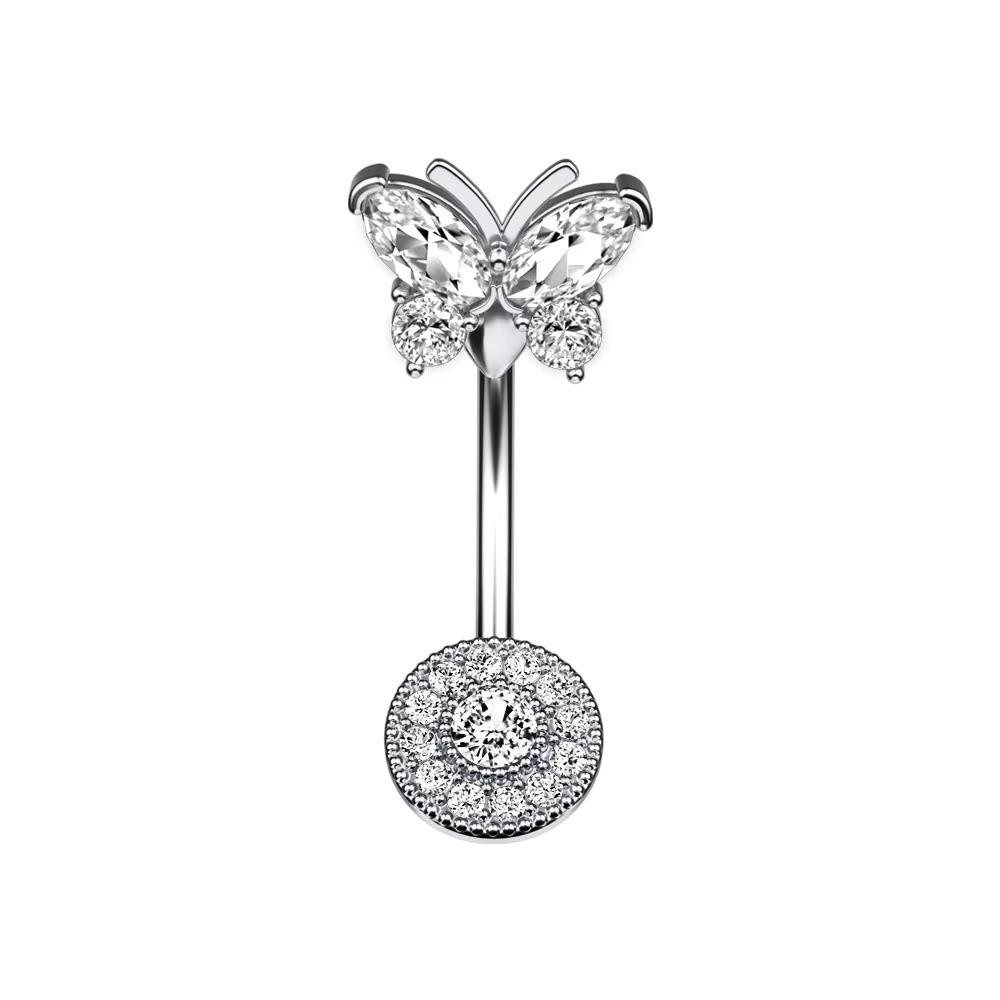 Bow Knot Butterfly Navel Jewelry Dangled Design Belly Rings Crystal Zircon Piercing Belly Seaside