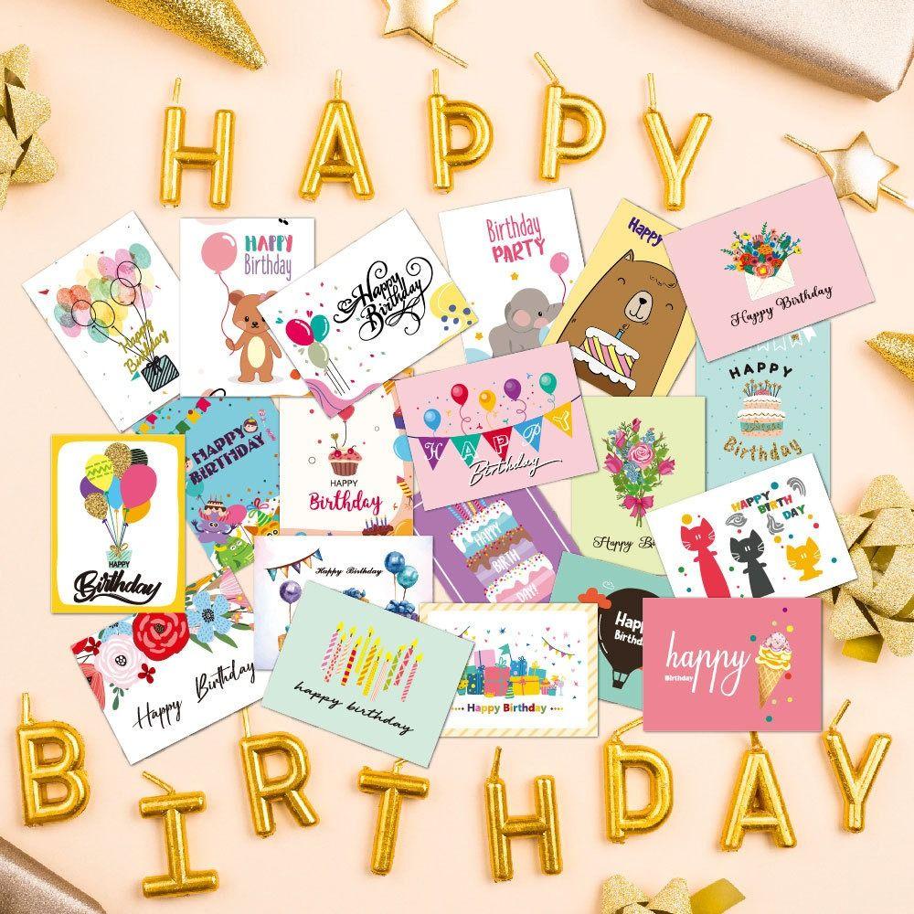 20pcs Combination Set Birthday Greeting Card DIY Message Cards For Kids Friends Family