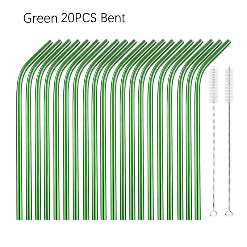 6*215mm 10 Colors Eco-friendly Reusable Metal Straws Set 304 Stainless Steel Drinking Straw Cocktail Party Favor Bar Accessory