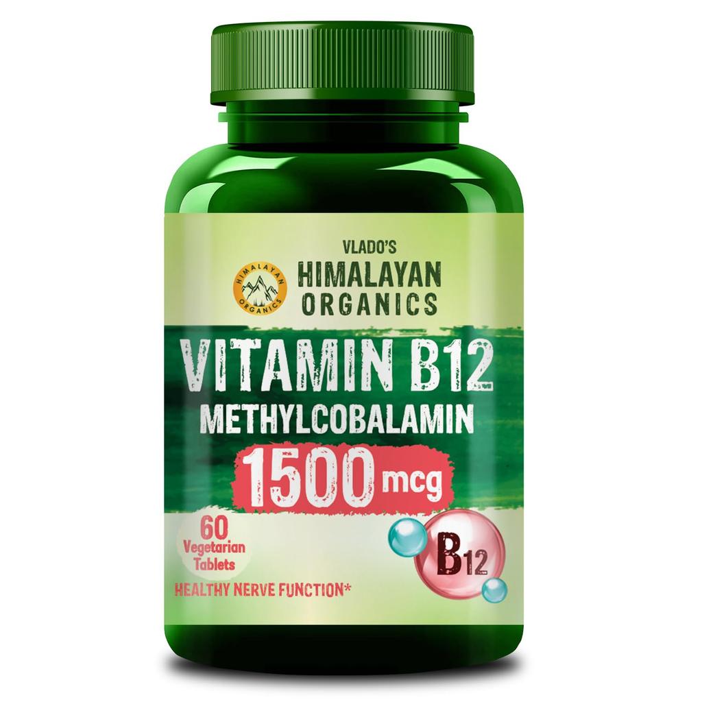 Таблетки Витамина B12 Vlado's Himalayan Organics 1500 мкг Активный Метилкобаламин Добавка для Мужчин и Женщин