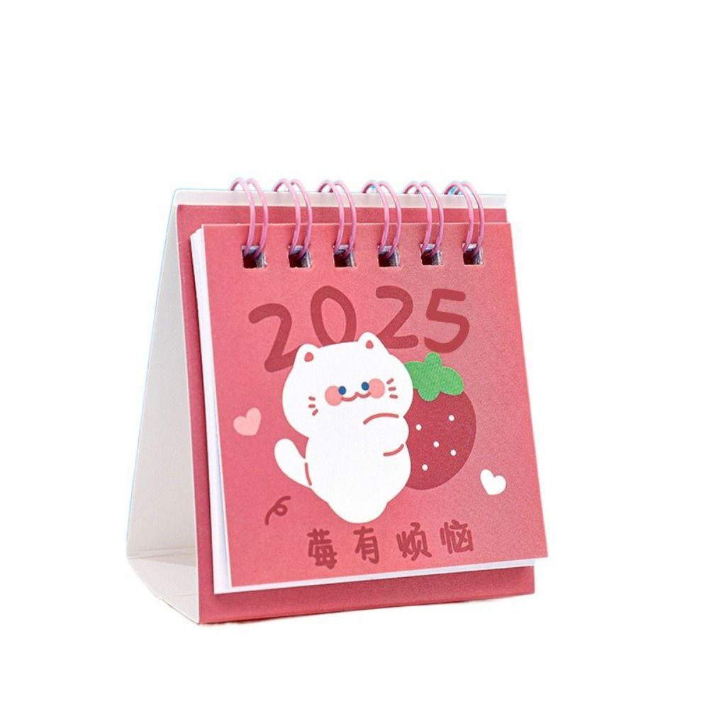 Cute 2025 Calendar Fruit Mini Desktop Calendar Creative Fruit Text Calendar Desk Check-in
