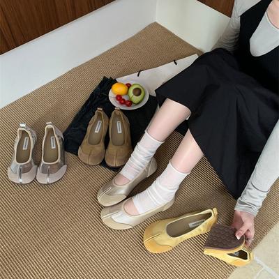 2025 новый раннелетний корейский бини с раздвоенным носком, балетки-подкова, туфли-одиночки 'свиная ножка'