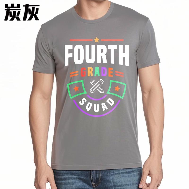 Stylish For Him Summer tshirt Fourth Grade Squad Design With Stars And Pencils Short Sleeve New Arrived ONeck Unisex Top Tees