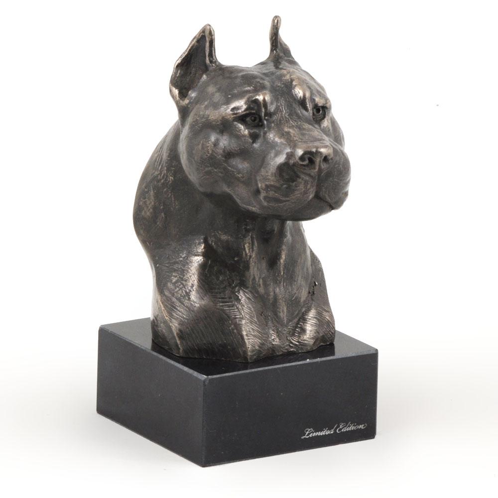 Amerykański Staffordshire Terrier, Amstaff, Amstaf I - Statuetka Psa, Popiersie Na Kamiennej Podstawie, Rzeźba, Trofeum Na Wystawę Psów Marki Art-Dog