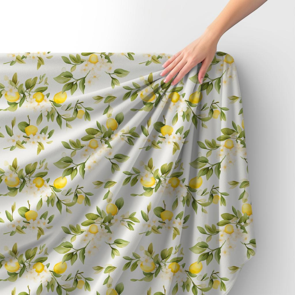 Royal Samt Stoff Polyester Zum Nähen - Motiv Zitronen - Rdx2333
