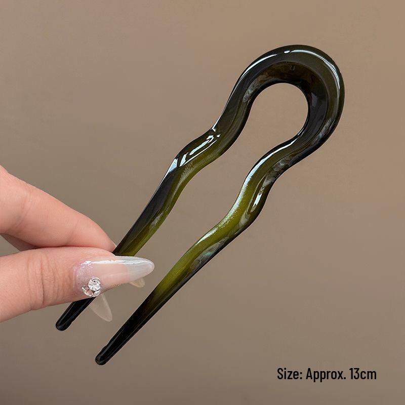 Элегантная акриловая заколка для волос U-образной формы для женского пучка - Новый китайский стиль